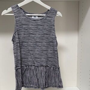 Old Navy navy and White Striped peplum top.